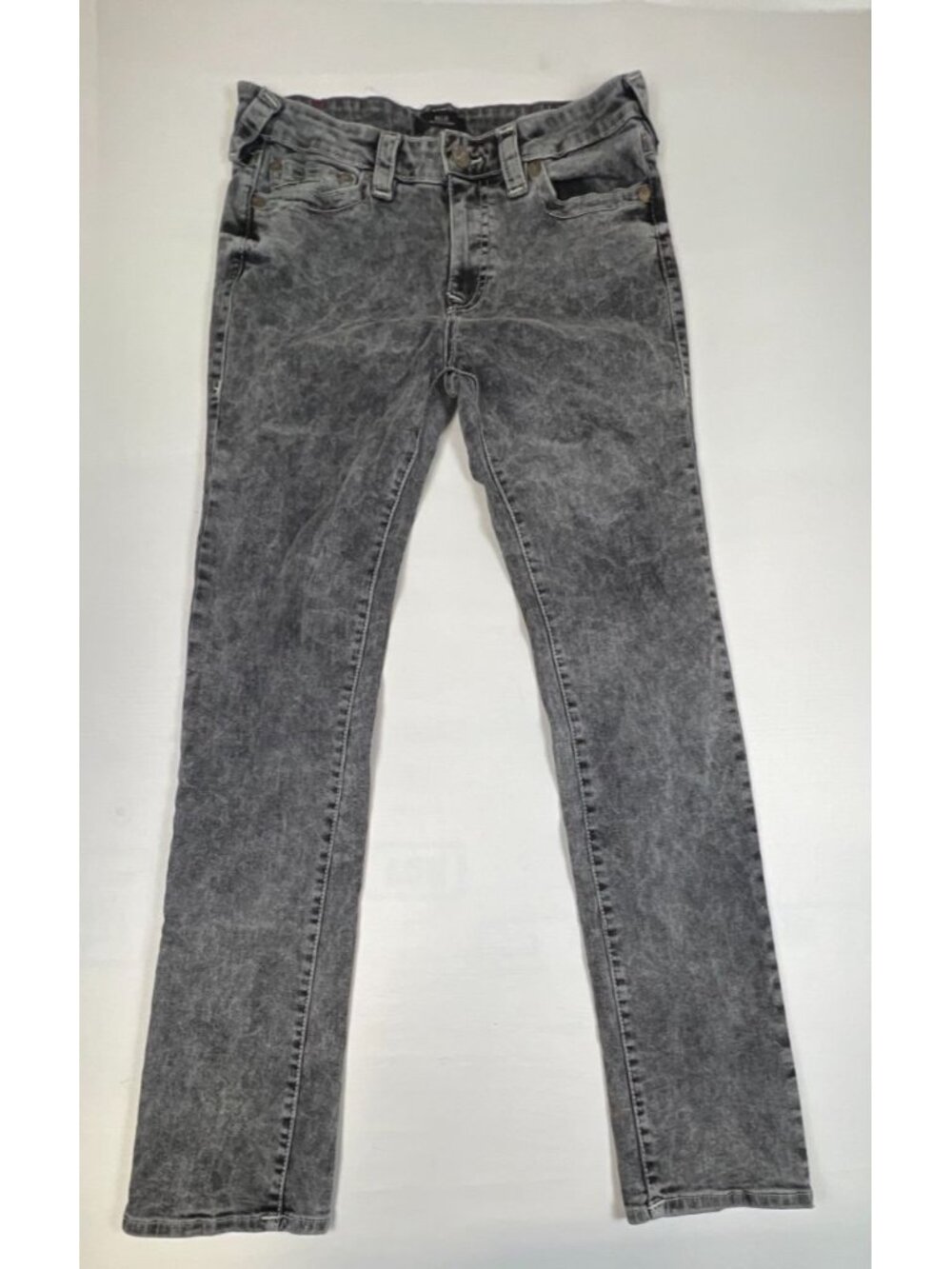 True Religion Womens Billie Mid Rise Straight Leg Acid Wash Grey Jeans Size 30